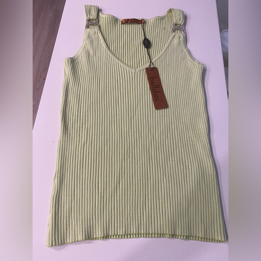 Belldini Green Ribbed Tank Top